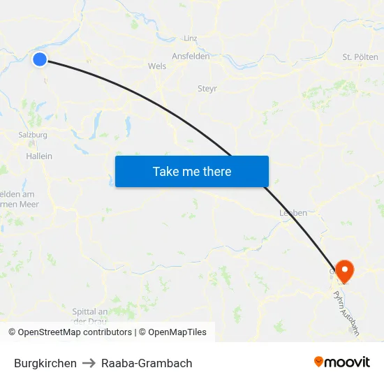 Burgkirchen to Raaba-Grambach map