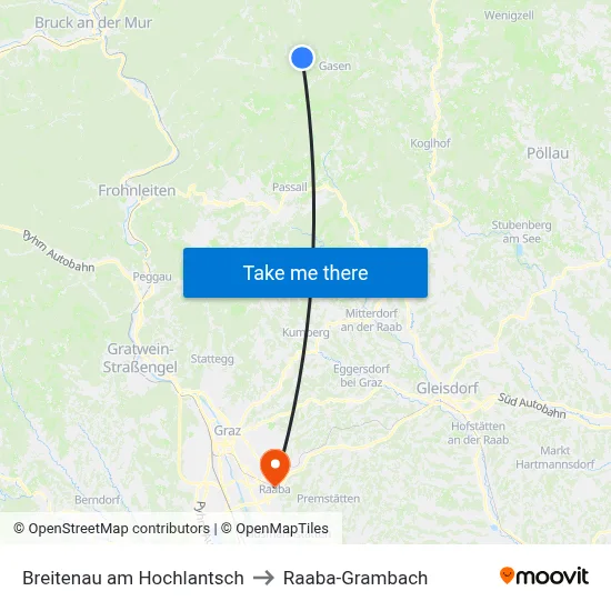 Breitenau am Hochlantsch to Raaba-Grambach map