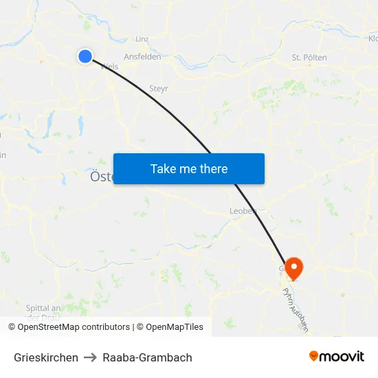 Grieskirchen to Raaba-Grambach map