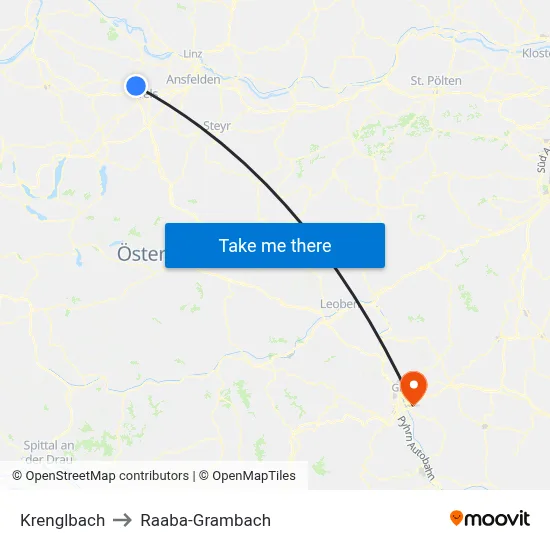 Krenglbach to Raaba-Grambach map