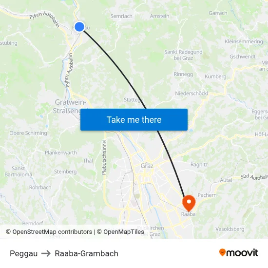 Peggau to Raaba-Grambach map