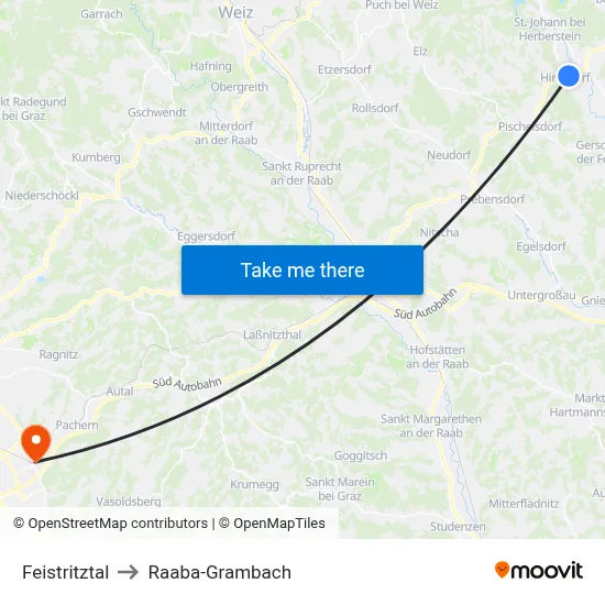 Feistritztal to Raaba-Grambach map