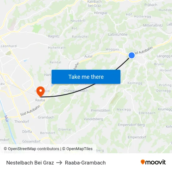 Nestelbach Bei Graz to Raaba-Grambach map