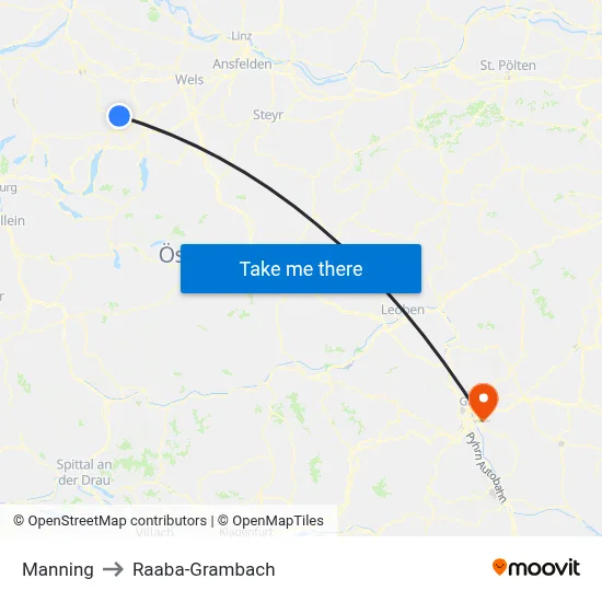 Manning to Raaba-Grambach map