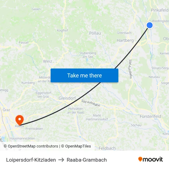 Loipersdorf-Kitzladen to Raaba-Grambach map