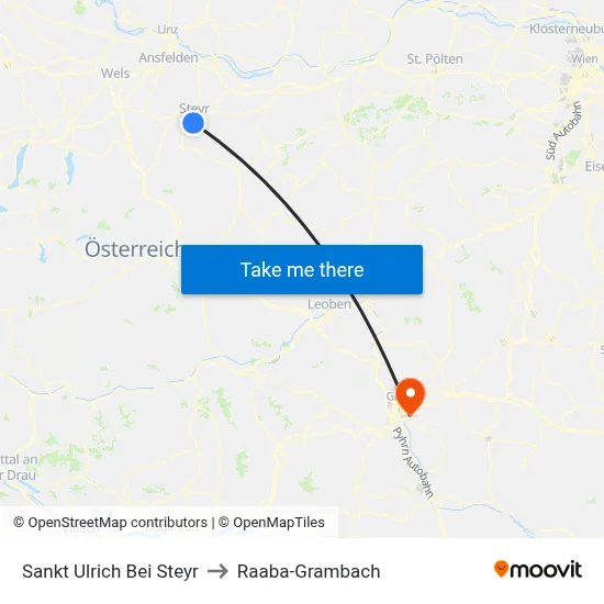 Sankt Ulrich Bei Steyr to Raaba-Grambach map
