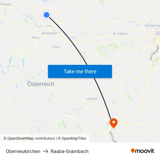 Oberneukirchen to Raaba-Grambach map