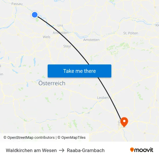 Waldkirchen am Wesen to Raaba-Grambach map