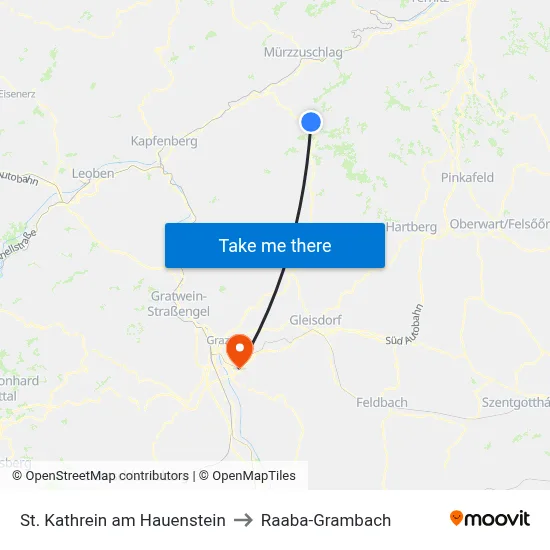 St. Kathrein am Hauenstein to Raaba-Grambach map