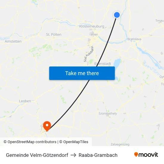 Gemeinde Velm-Götzendorf to Raaba-Grambach map