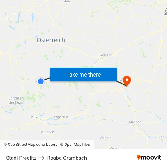 Stadl-Predlitz to Raaba-Grambach map