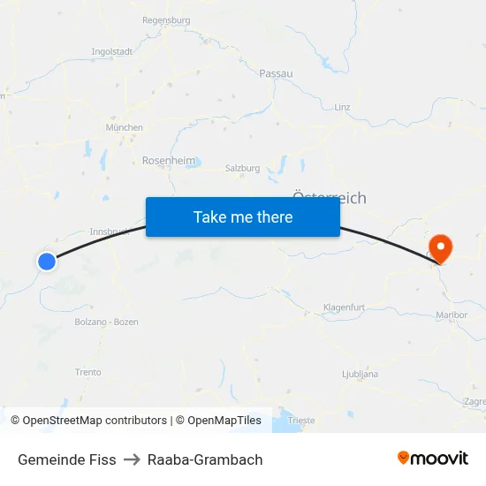 Gemeinde Fiss to Raaba-Grambach map