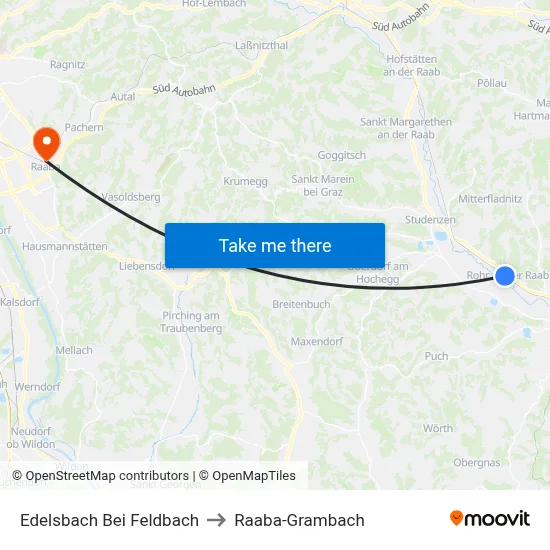 Edelsbach Bei Feldbach to Raaba-Grambach map