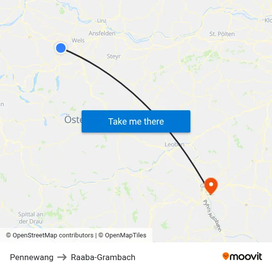 Pennewang to Raaba-Grambach map