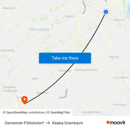 Gemeinde Pöttelsdorf to Raaba-Grambach map