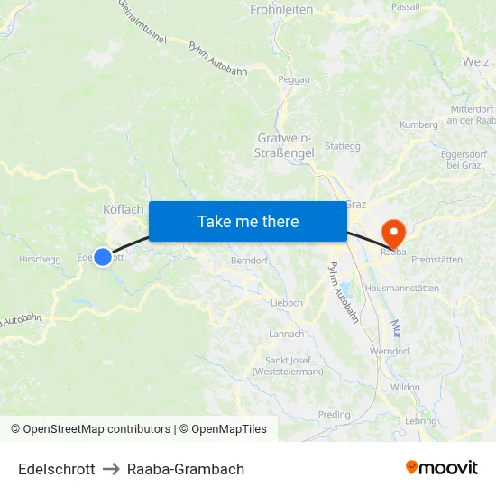 Edelschrott to Raaba-Grambach map