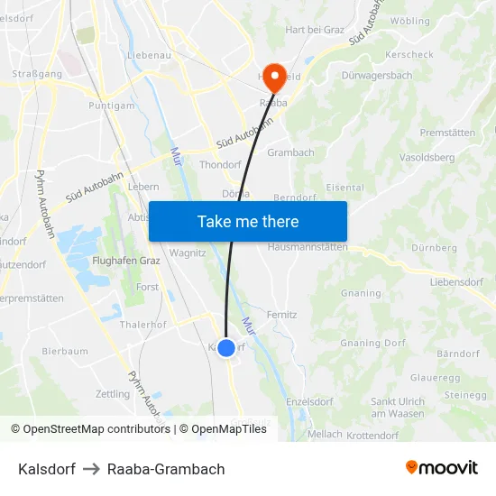 Kalsdorf to Raaba-Grambach map