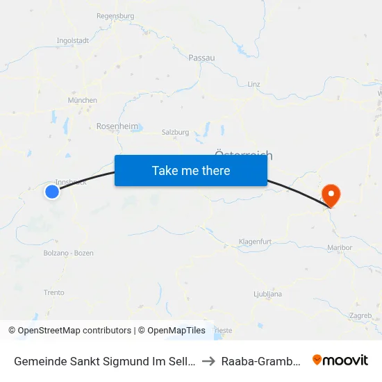 Gemeinde Sankt Sigmund Im Sellrain to Raaba-Grambach map