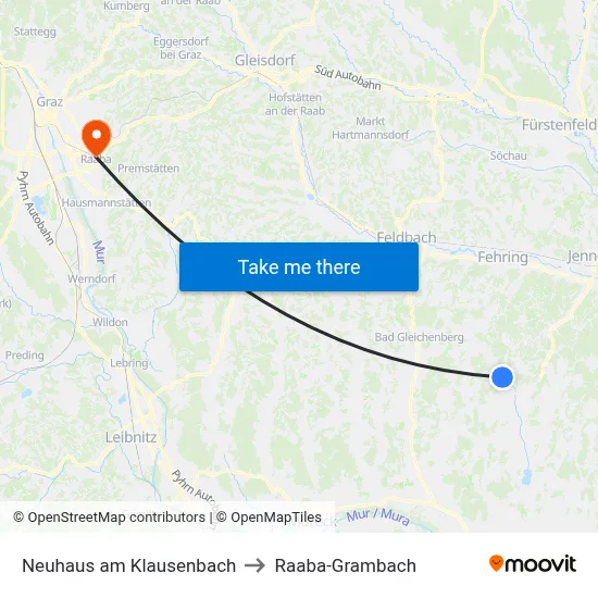 Neuhaus am Klausenbach to Raaba-Grambach map