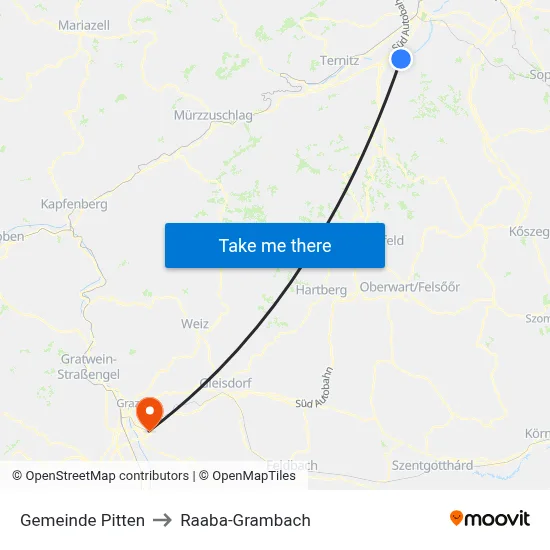 Gemeinde Pitten to Raaba-Grambach map