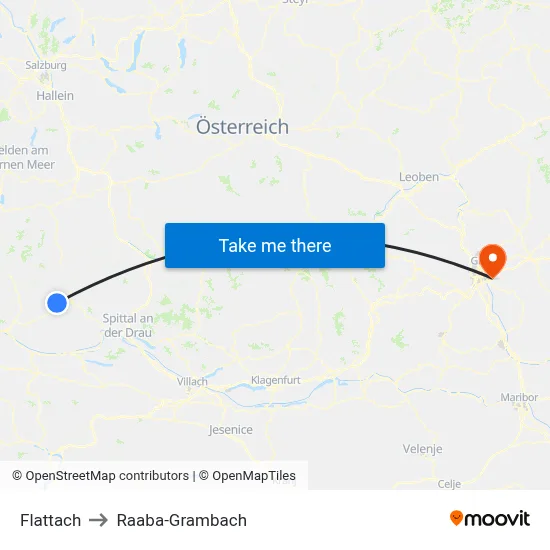 Flattach to Raaba-Grambach map