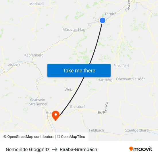 Gemeinde Gloggnitz to Raaba-Grambach map