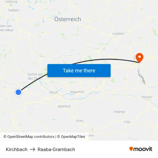 Kirchbach to Raaba-Grambach map