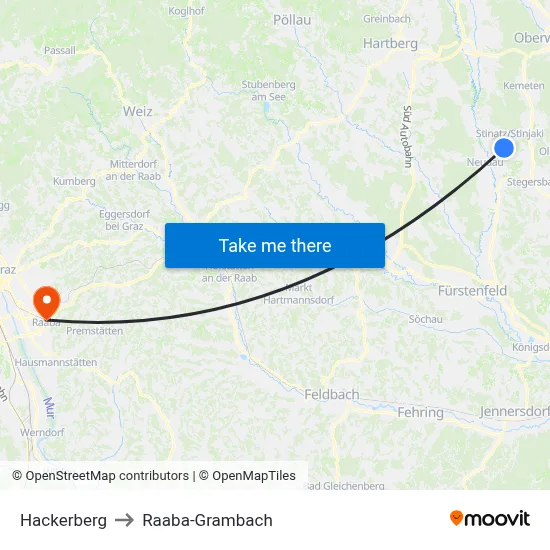 Hackerberg to Raaba-Grambach map