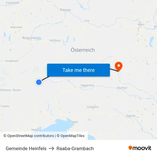 Gemeinde Heinfels to Raaba-Grambach map