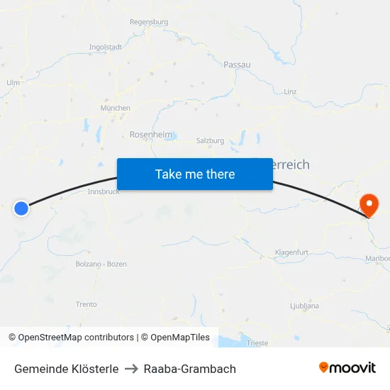Gemeinde Klösterle to Raaba-Grambach map