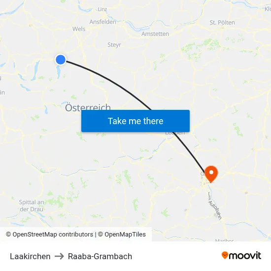 Laakirchen to Raaba-Grambach map