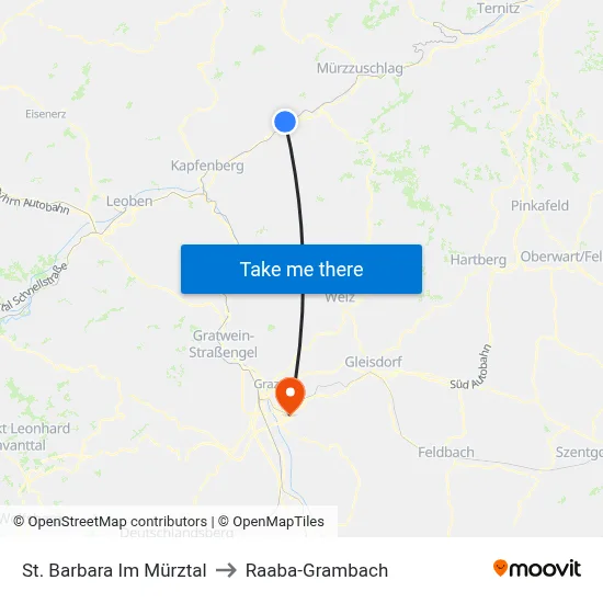 St. Barbara Im Mürztal to Raaba-Grambach map