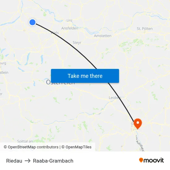 Riedau to Raaba-Grambach map