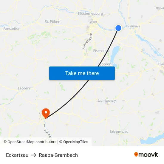 Eckartsau to Raaba-Grambach map