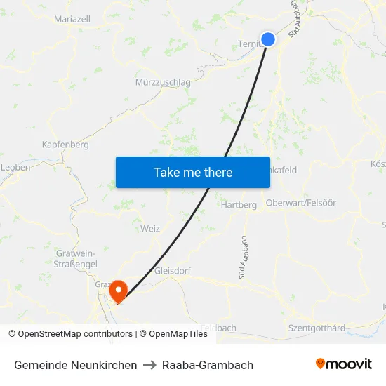 Gemeinde Neunkirchen to Raaba-Grambach map