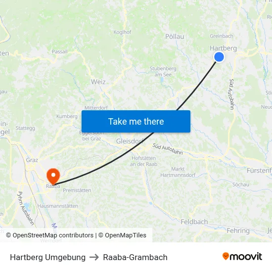 Hartberg Umgebung to Raaba-Grambach map