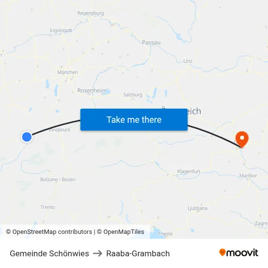 Gemeinde Schönwies to Raaba-Grambach map