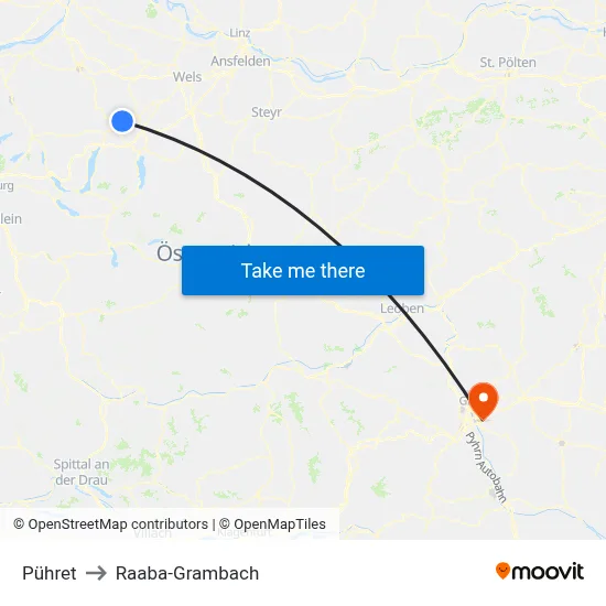 Pühret to Raaba-Grambach map