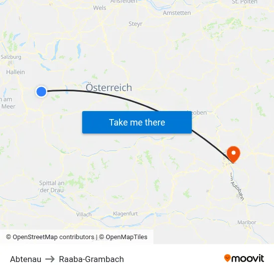 Abtenau to Raaba-Grambach map