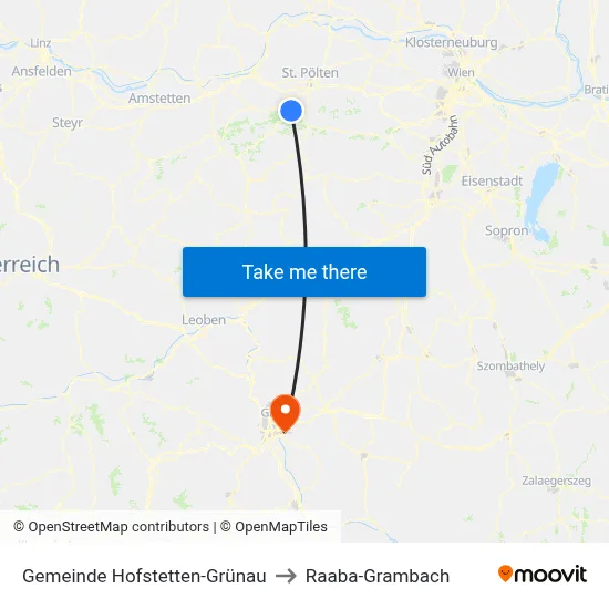 Gemeinde Hofstetten-Grünau to Raaba-Grambach map