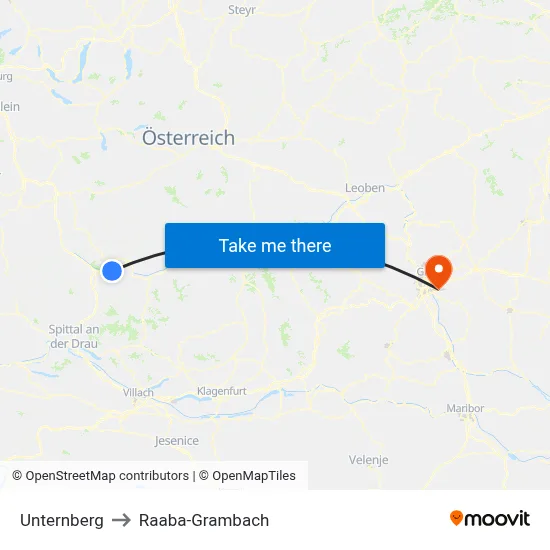 Unternberg to Raaba-Grambach map