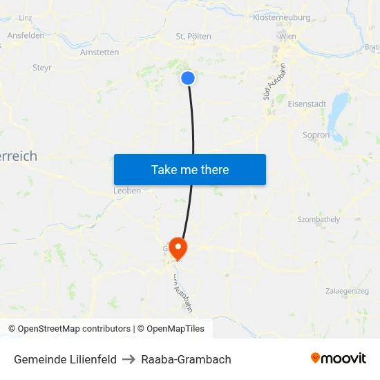 Gemeinde Lilienfeld to Raaba-Grambach map