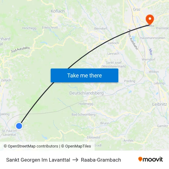 Sankt Georgen Im Lavanttal to Raaba-Grambach map