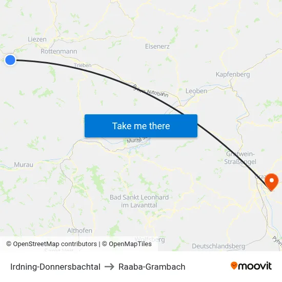 Irdning-Donnersbachtal to Raaba-Grambach map