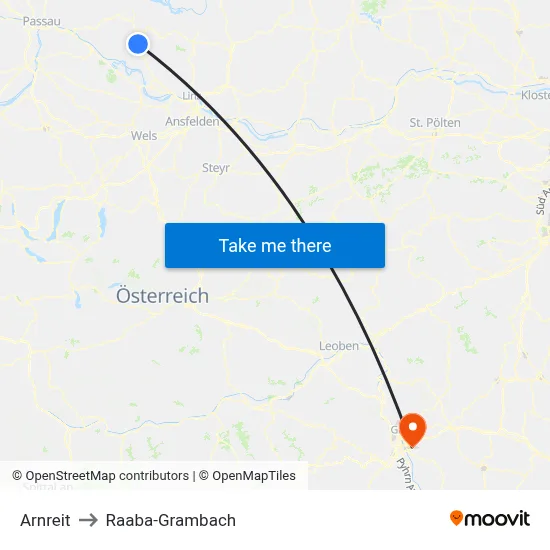 Arnreit to Raaba-Grambach map