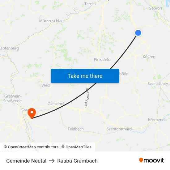 Gemeinde Neutal to Raaba-Grambach map