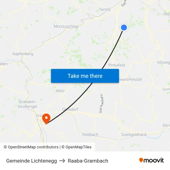 Gemeinde Lichtenegg to Raaba-Grambach map