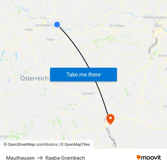 Mauthausen to Raaba-Grambach map