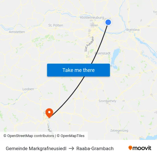 Gemeinde Markgrafneusiedl to Raaba-Grambach map