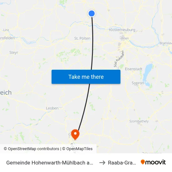 Gemeinde Hohenwarth-Mühlbach am Manhartsberg to Raaba-Grambach map